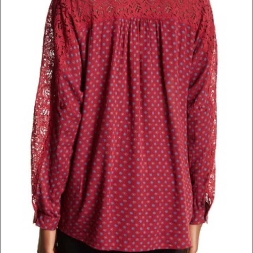 KUT from the Kloth Womens Top Size S Natalie Lace Trim Print Button Front - Picture 2 of 8